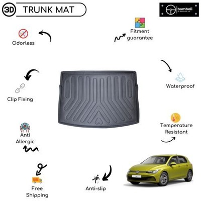Vehicle Specific Rubber Trunk Mat Fits For Volkswagen Golf 8 - Upper 2020-Up
