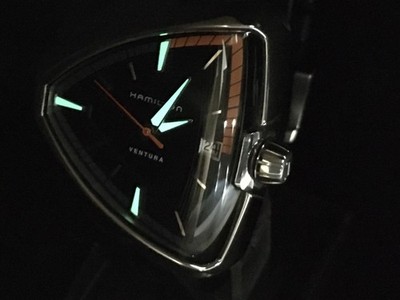 【美品】Hamilton Ventura H245510 Hamilton Ventura Men's Black Watch with Rubber Strap - H245510 for