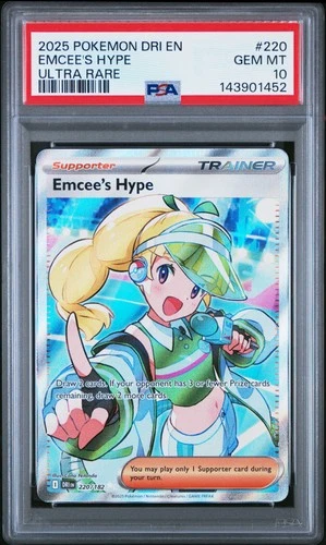 2025 POKEMON DRI EN-DESTINED RIVALS ULTRA RARE #220 EMCEE'S HYPE PSA 10