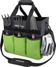 Garden Tool Bag Organizer, Heavy Duty Gardening Tote Bag with 10 Pockets and Lon