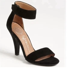 Jeffrey Campbell “Hough” Black Heels Size 6 Sandals Open Toe Ankle Strap 