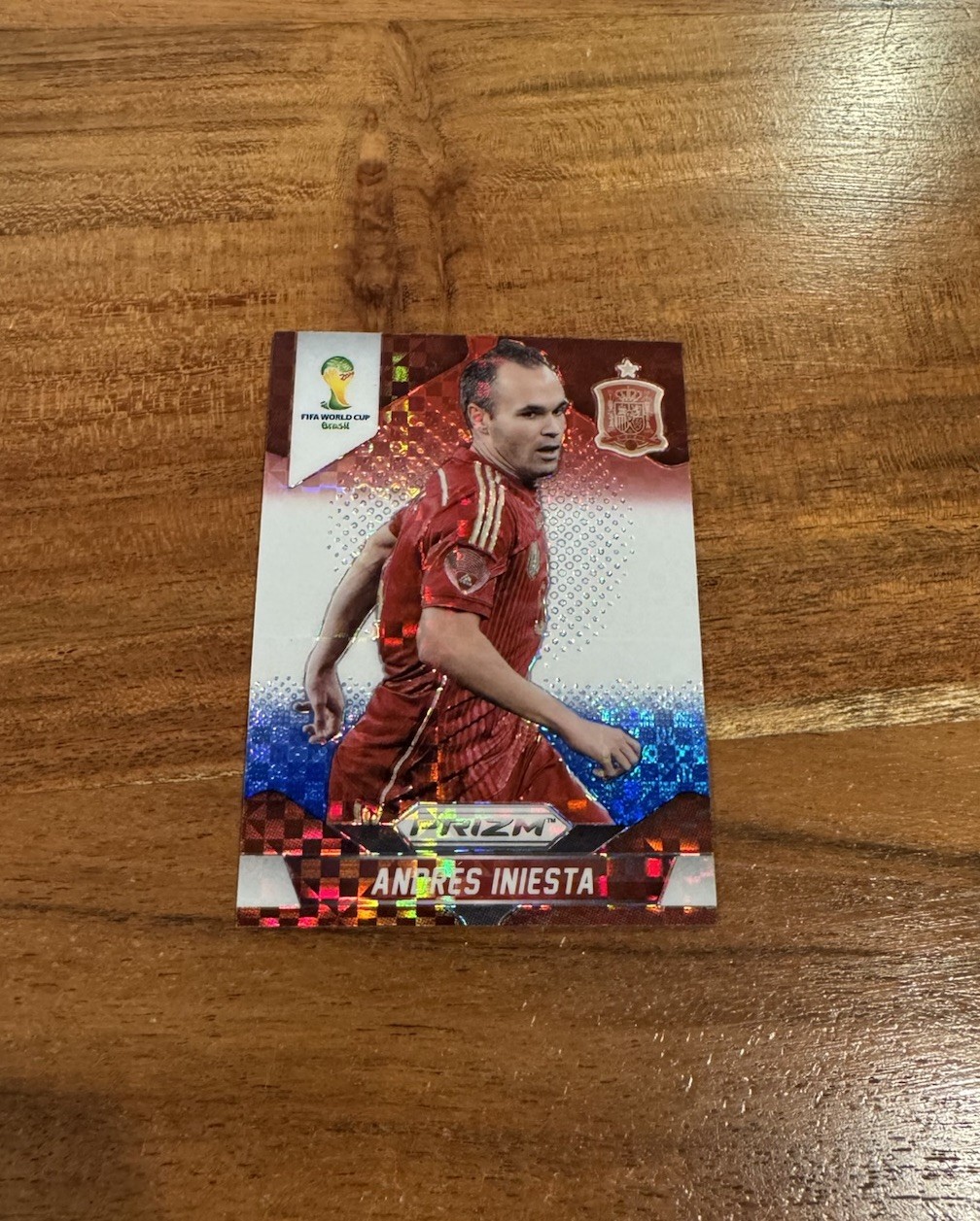 Andres Iniesta 2014 Panini Prizm World Cup Brazil Red White Blue Plaid SP NRMT+