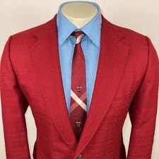 Vintage Lebow Jacket Mens Suit Blazer Sport Coat 1950s 1960s MCM Mod Red Wool 41