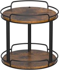 10'' Wood Lazy Susan Turntable Organizer for Cabinet, 2 Tier Lazy Susan Spice