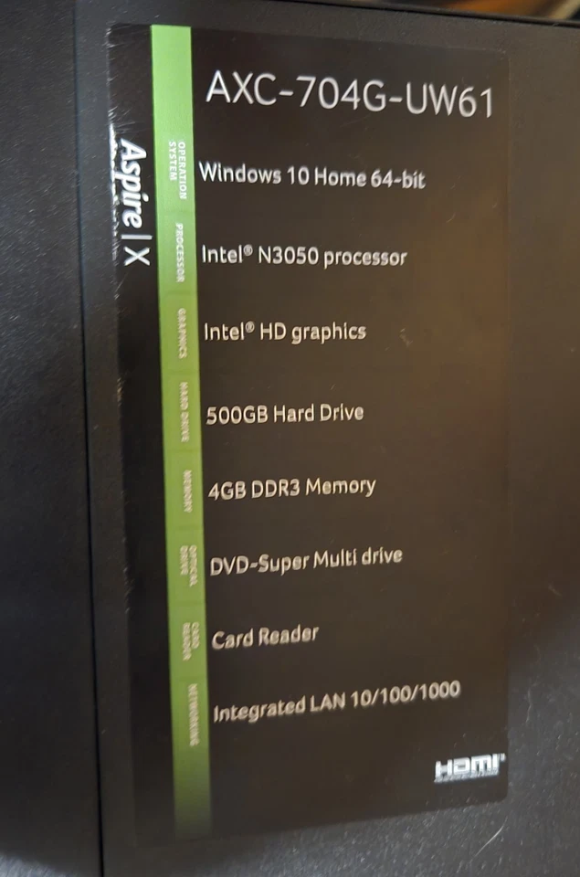 Acer Aspire AXC 500GB Intel Core N3050 4GB RAM Desktop Computer - Image 2 of 2