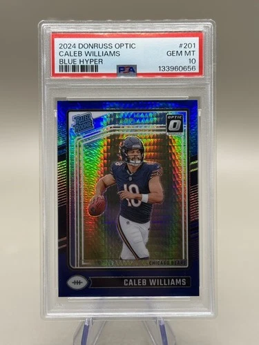 2024 Donruss Optic Caleb Williams #201 Blue Hyper RC PSA 10 GEM MT fresh grade