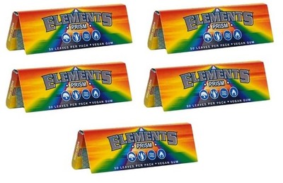 5 PACKS of ELEMENTS PRISM 1 1/4 SIZE Rolling Papers - 50 leaves per pack