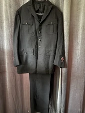 Vintage Knights Templar Masonic Black Wool Suit