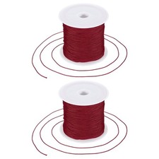 2 pcs 0.6mm Nylon String for Bracelets, 44 Yards Nylon Beading Thread Dark Red 