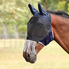 Shires FlyGuard Pro Deluxe Fly Mask with Ears & Nose Fringe,  UV, 2 Colours