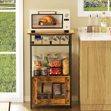 3 Tier Kitchen Cart with Storage, Microwave Carts with Adjustable Feet, 3-Tie...