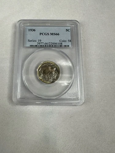 1936 Buffalo Nickel 5C PCGS MS66 Certified Indian Head Coin