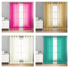 Sheer Window Curtain Panels Set 55x84 Grommet Top Solid Voile Drapes 2 PC Ruby