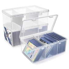 Trading Card Storage Box with 2 Dividers,Toploads Storage Box Plastic Basebal...