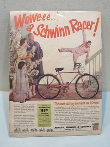 Vintage 1950s Schwinn Racer Bicycle Advertisment