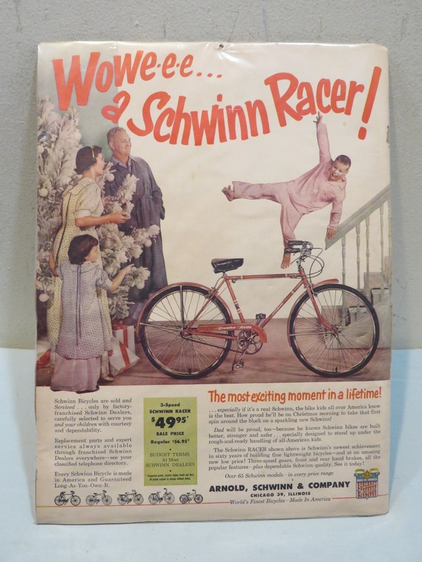 Vintage 1950s Schwinn Racer Bicycle Advertisment