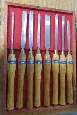 Vintage Set 8 Crown Tools Sheffield England Lathe Chisel Tools Woodworking Set