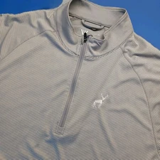 Level Wear 1/4 Zip Long Sleeve Golf Shirt Men M Grey Striped Embroidered Logo