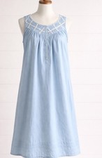 Eileen West Womens Sleeveless Blue Nightgown Cottagecore Detail Small Cotton
