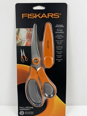 Fiskars Kitchen Shears Stainless Steel Scissors w/ Sheath NEW