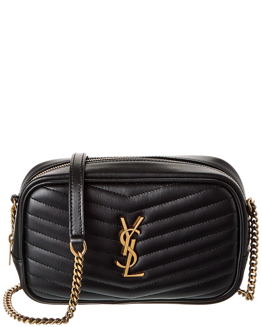 Saint Laurent Lou Mini Borsa per Fotocamera in Pelle Trapuntata Donna Nera Os