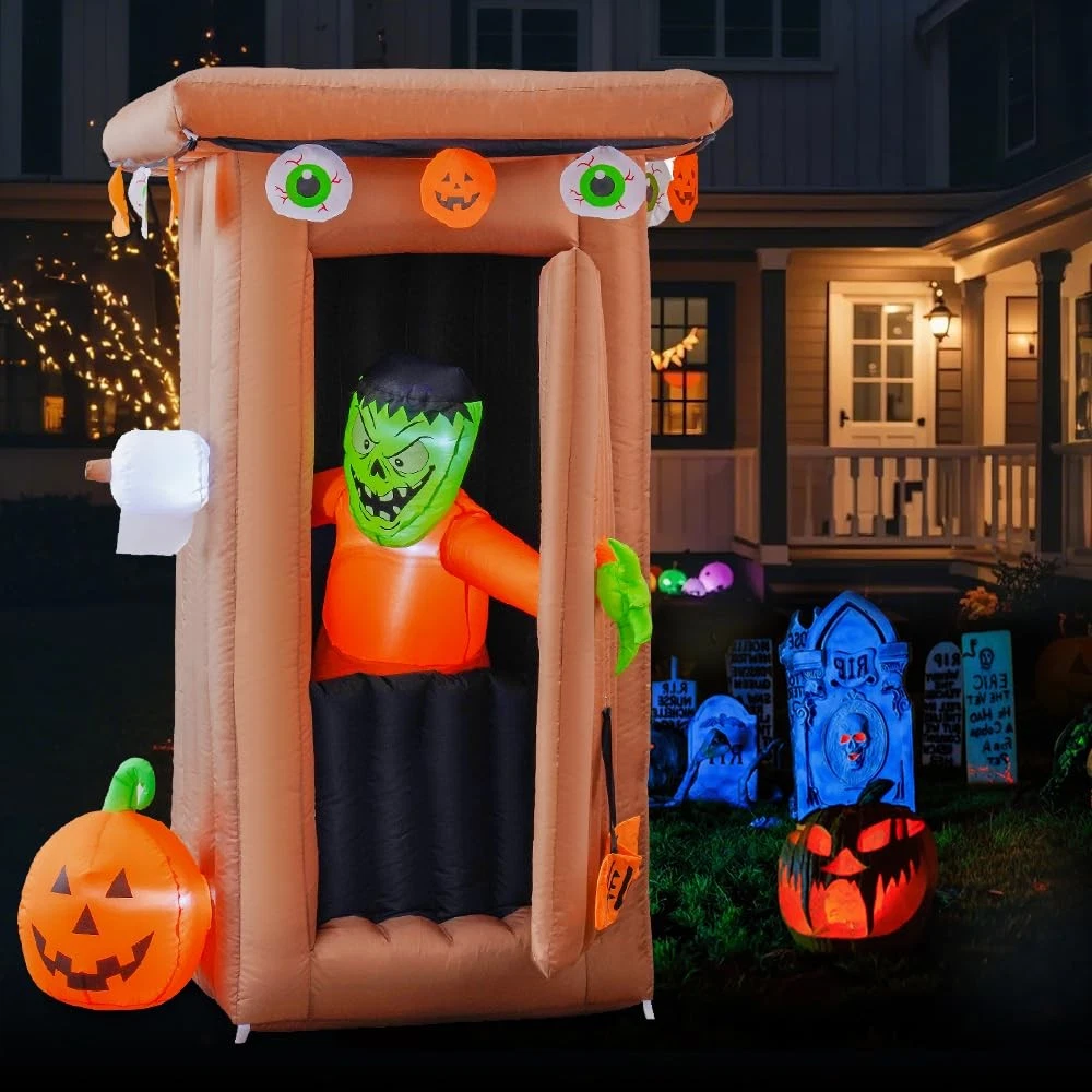 Halloween Inflatables Outdoor Decorations, Blow Up Yard Decor with Built-in LEDs