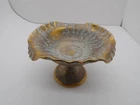 Stangl Antiqued Gold Pedestal Bowl with Ruffled Edging Bowl Dish Some Chips