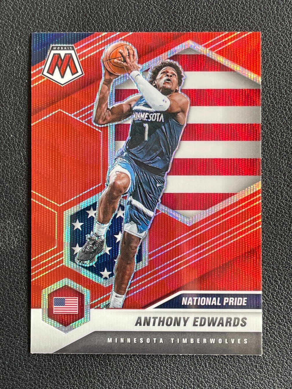 Anthony Edwards 2020-21 Panini Mosaic National Pride Red Wave Prizm RC #252