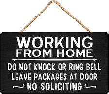 Working from Home Do Not Knock or Ring Bell Sign - Leave Packages at Door, No So