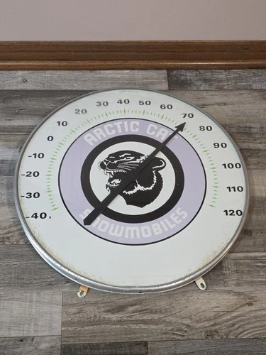VINTAGE ARCTIC CAT SNOWMOBILE THERMOMETER SIGN EXCELLENT 18" Early 70's