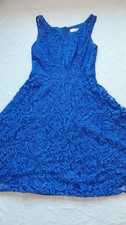 Women's Dressystar - Knee Length Blue Lace Dress - Size Medium