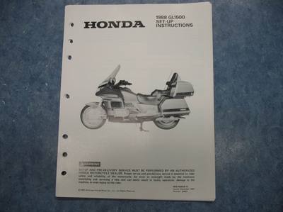 HONDA 1988 GL1500 GOLDWING SET UP INSTRUCTIONS 88 GL 1500