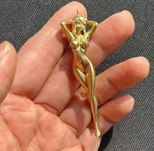 3" Brass Nude Girl Statue Art Naked Walking Beauty Model Decor