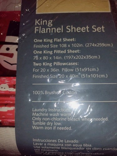Vintage Sears WINTER WONDERLAND King Flannel Sheet Set Snowman Design New *14-3* - Picture 4 of 6