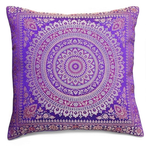 Indian patchwork mandala sari ethnic silk Banarsi cushion covers mandala 16"x16" - Picture 21 of 57