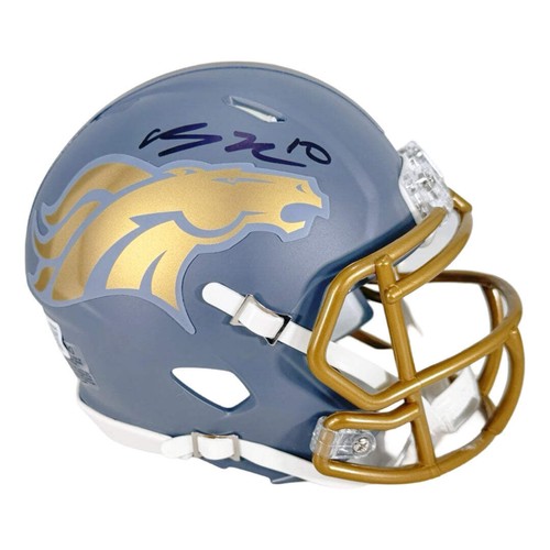 Bo Nix Signed Denver Broncos Slate Alternate Speed Mini Football Helmet (Beckett