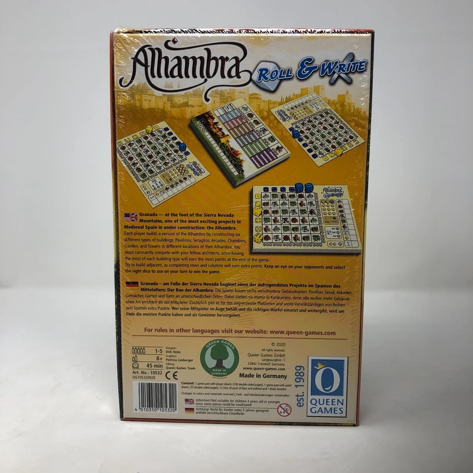 ALHAMBRA - ROLL & WRITE Dirk Henn Queen Games SEALED - Image 2 of 2
