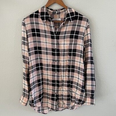 Equipment Silk Button Down Blush Pink Reese Plaid Shirt Women XS