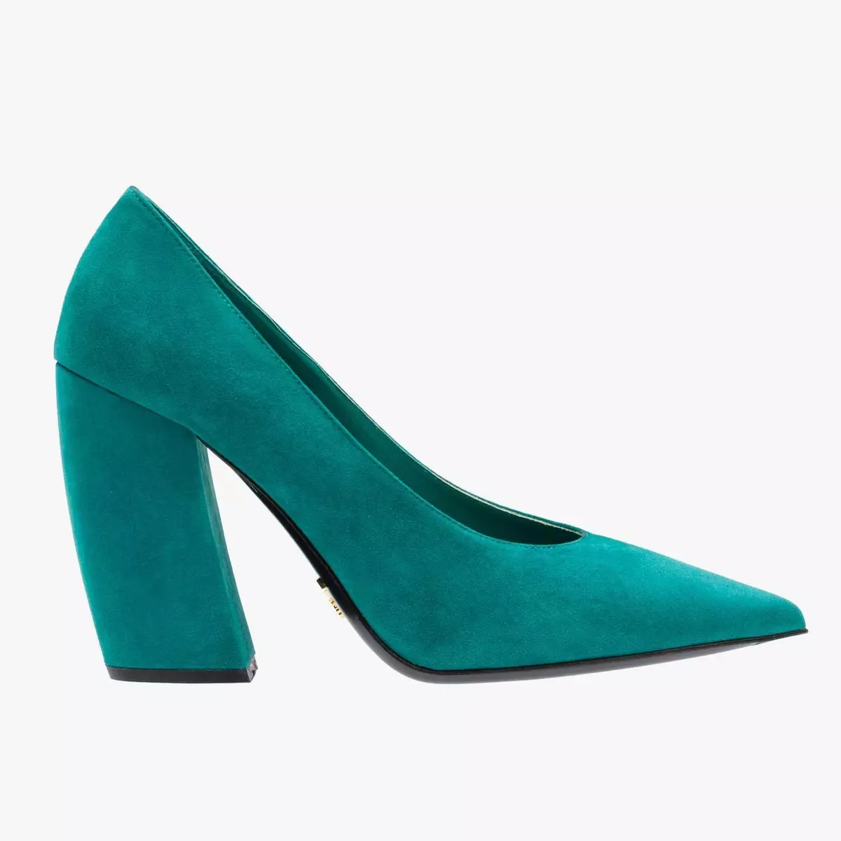 PRADA Camoscio Suede Banana Heel Pointed Toe Pumps Smeraldo Emerald Size 39 US 9