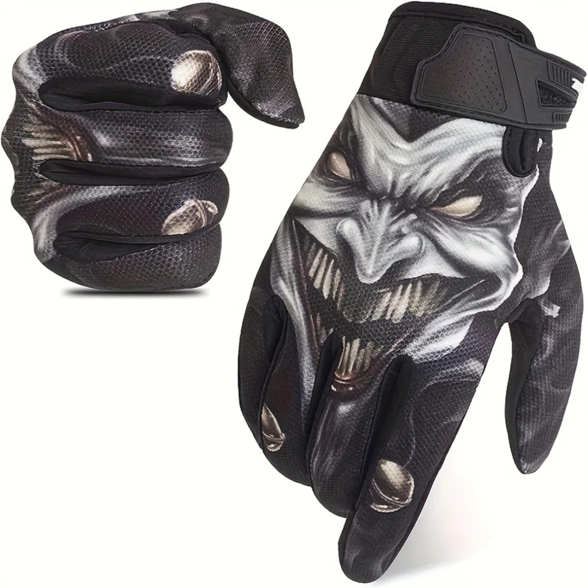 Biker Skeleton Bone Gloves Racing Cycling Motorcycle Mechanics Goth Full Finger