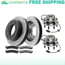 Front Rotors Brake Pads And Wheel Hubs for Silverado 3500 Sierra 2500 FL L16
