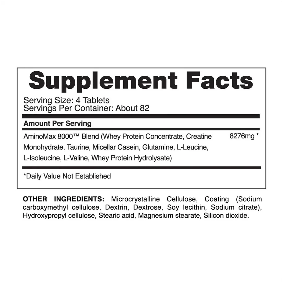 Gaspari AminoMax 8000 - 325 Tabletten - Aminosäuren, Kreatin, Taurin, Glutamin - Bild 4 von 4