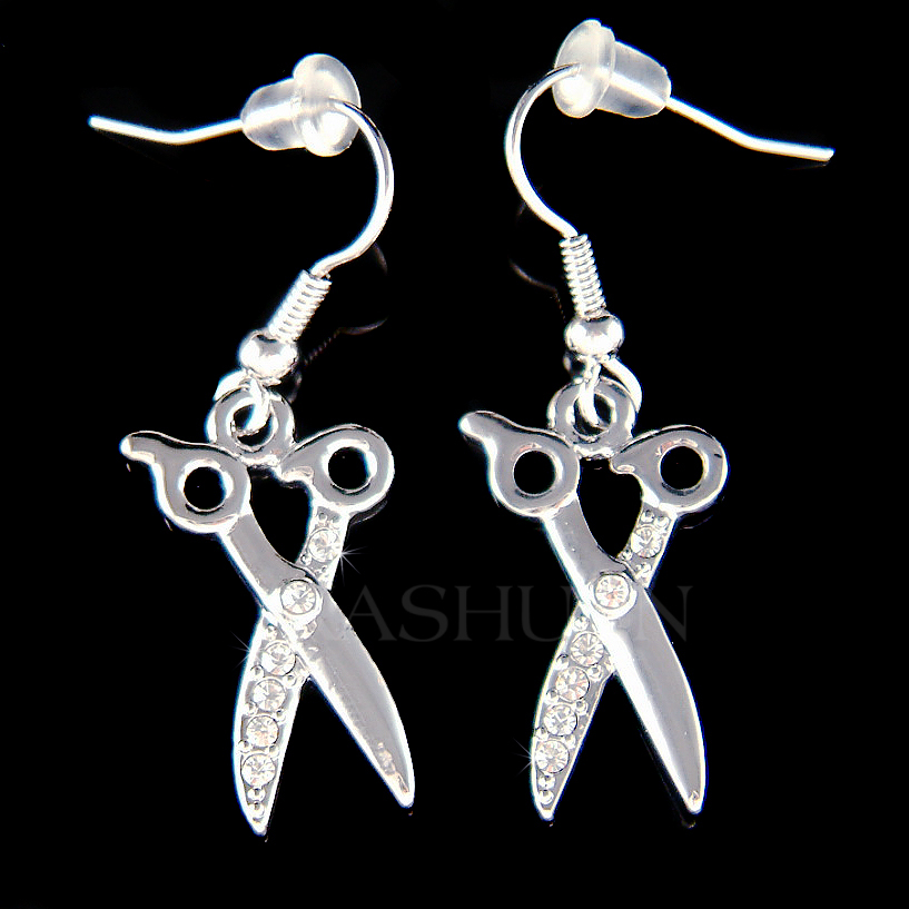 Swarovski Crystal Hair Stylist Scissors Shears with Earrings for Dresser-image
