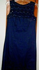 ANN TAYLOR Sleeveless Empire Waist Black Party Dress W/Lace & Beads - Size 2