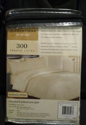 Innovations 100% Cotton 300 Thread Count bright White stripes Brand New.