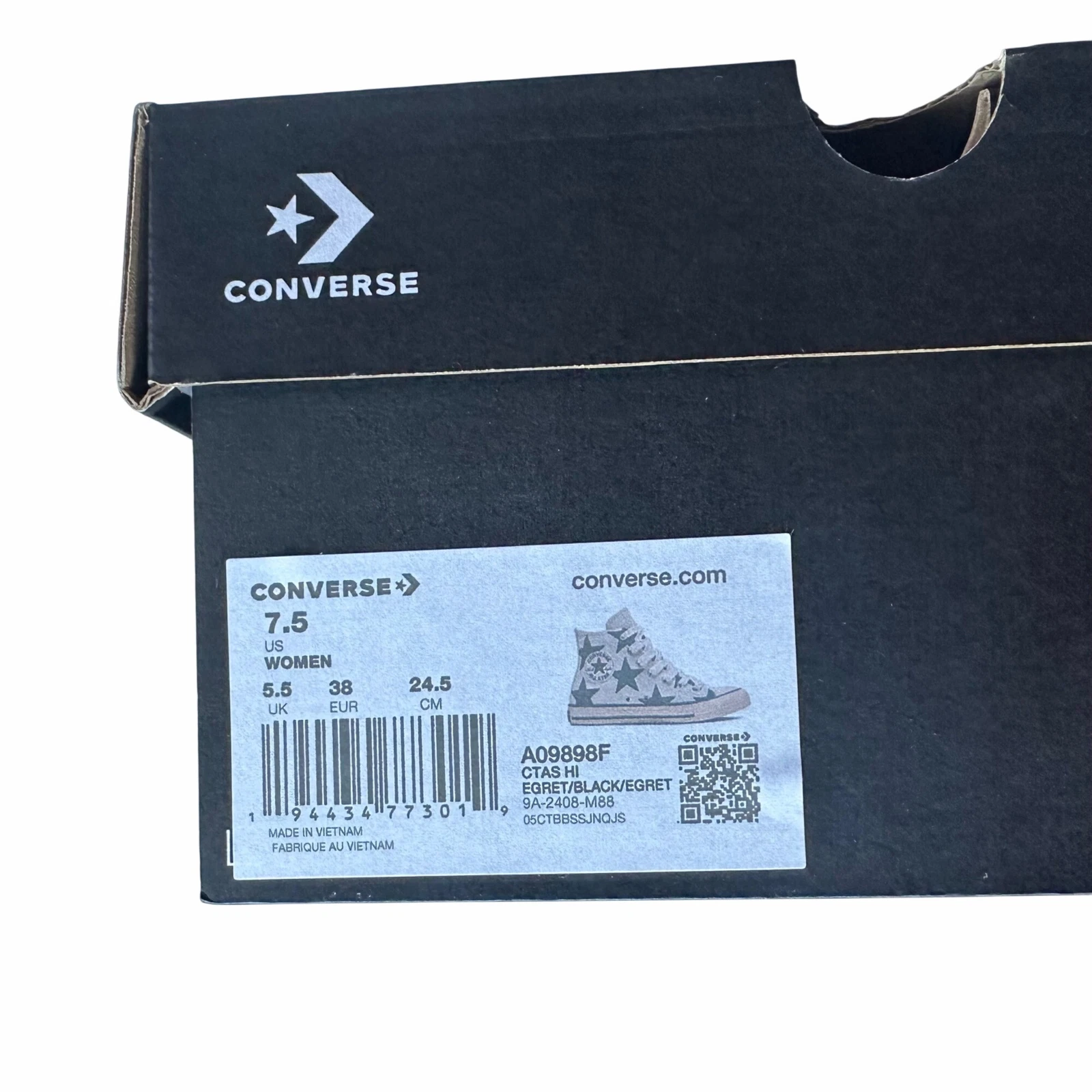 ⭐Scarpe donna Converse Chuck Taylor All Star Large Stars Hi taglia 7 5 avorio A09898F⭐