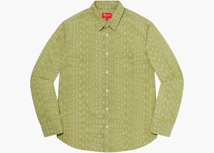 Supreme Warp Jacquard Denim Logos Shirt Sage Size Medium *In Hand*