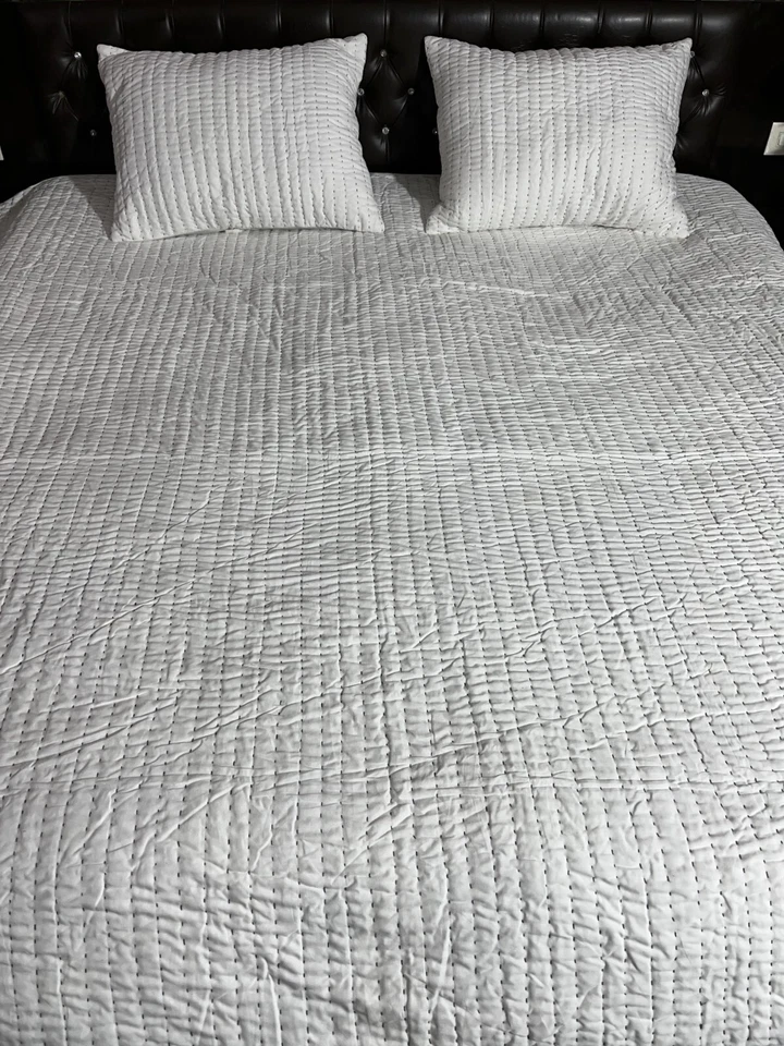 White Cotton quilt king cotton blanket cotton comforter queen bedding set - Image 3 of 4