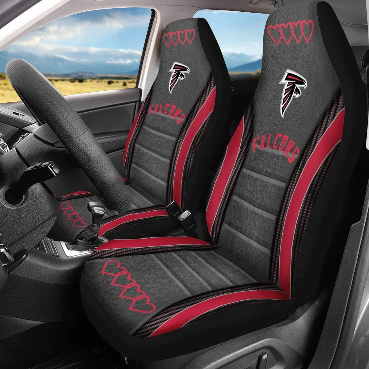 Car Seat Cover Seat Protector 2Pc with Atlanta Falcons