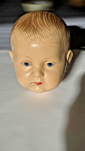 VINTAGE CELLULOID DOLL HEAD SNF FRANCE 4.50 MODE DEPOSE LARGE SIZE 6in 1920s - Picture 2 of 9
